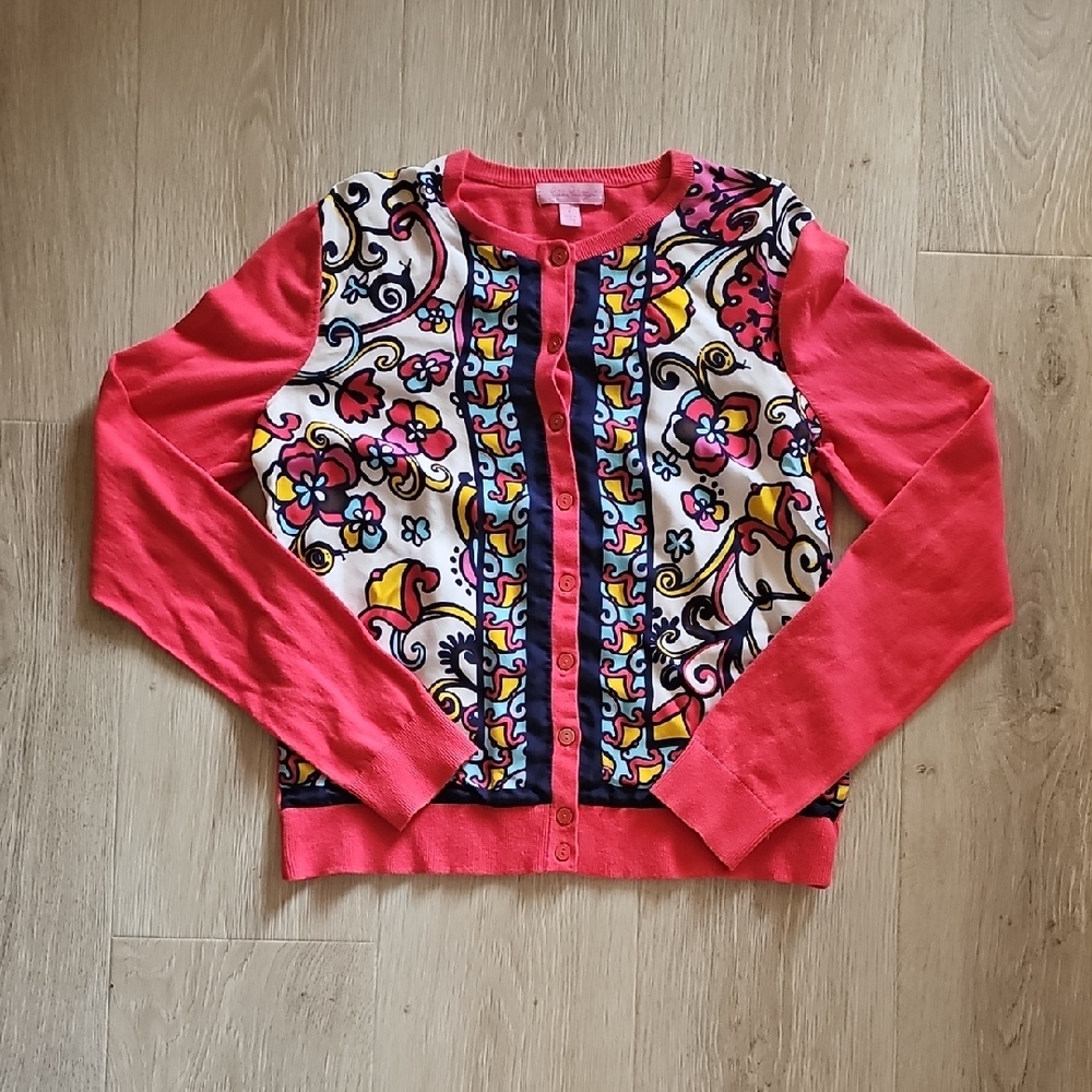 Lilly Pulitzer Coral Play Silk Island Pink Cardigan